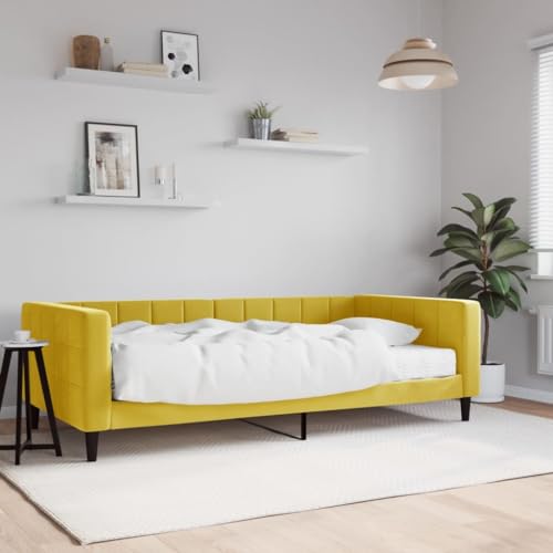 Qnhdfrt Tagesbett mit Matratze Gelb 100x200 cm Modernes 2 in 1 Schlafsofa als Gästebett oder Daybed mit Samtbezug und Schaumstoffmatratze für Wohnzimmer Schlafzimmer Qnhdfrt Tagesbett mit Matratze Gelb 100x200 cm Modernes 2 in 1 Schlafsofa als Gästebett oder Daybed mit Samtbezug und Schaumstoffmatratze für Wohnzimmer Schlafzimmer von Qnhdfrt