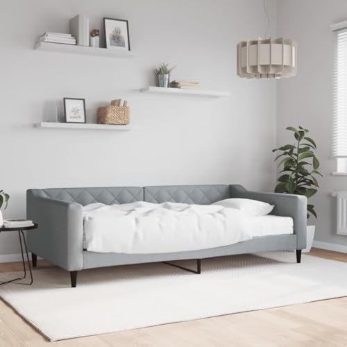 Qnhdfrt Tagesbett mit Matratze Hellgrau 100x200 cm 2 in 1 Schlafsofa als Bett und Sofa Modernes Design mit Stabilen Holz Metall Rahmen für Wohnzimmer Schlafzimmer Gästezimmer Qnhdfrt Tagesbett mit Matratze Hellgrau 100x200 cm 2 in 1 Schlafsofa als Bett und Sofa Modernes Design mit Stabilen Holz Metall Rahmen für Wohnzimmer Schlafzimmer Gästezimmer von Qnhdfrt