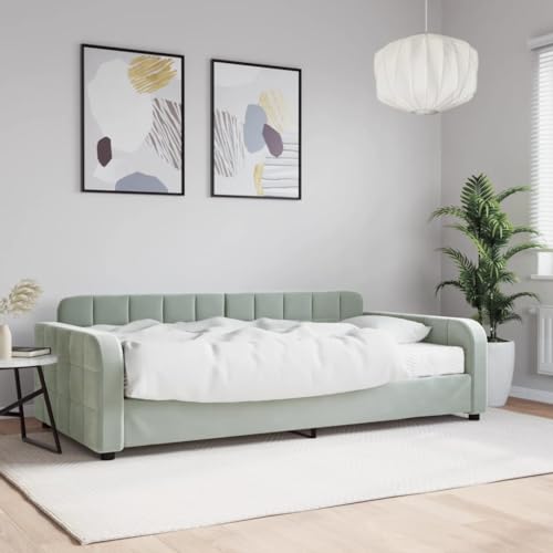 Qnhdfrt Tagesbett mit Matratze Hellgrau 100x200 cm 2 in 1 Schlafsofa als Bett und Sofa mit Samtbezug Robustes Metall Holzgestell für Wohnzimmer und Gästezimmer Qnhdfrt Tagesbett mit Matratze Hellgrau 100x200 cm 2 in 1 Schlafsofa als Bett und Sofa mit Samtbezug Robustes Metall Holzgestell für Wohnzimmer und Gästezimmer von Qnhdfrt