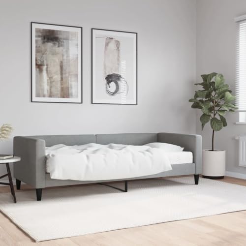 Qnhdfrt Tagesbett mit Matratze Hellgrau 80x200 cm 2 in 1 Schlafsofa als Gästebett oder Daybed mit Schaumstoffmatratze für Wohnzimmer und Schlafzimmer von Qnhdfrt