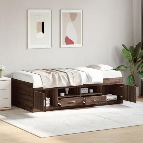 Qnhdfrt Tagesbett mit Schubladen 100x200 cm Braun Eichen-Optik Daybed als Sofa oder Bett Robustes Holzwerkstoff Bettgestell mit Stauraum für Wohnzimmer und Schlafzimmer Qnhdfrt Tagesbett mit Schubladen 100x200 cm Braun Eichen-Optik Daybed als Sofa oder Bett Robustes Holzwerkstoff Bettgestell mit Stauraum für Wohnzimmer und Schlafzimmer von Qnhdfrt