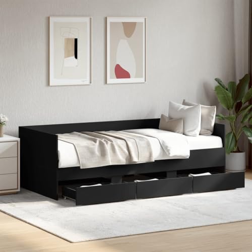 Qnhdfrt Tagesbett mit Schubladen 2 in 1 Ausziehbares Gästebett als Sofa und Bett Schwarz 193 x 78 x 65 cm Holzwerkstoff Stauraum für Wohnzimmer Schlafzimmer Qnhdfrt Tagesbett mit Schubladen 2 in 1 Ausziehbares Gästebett als Sofa und Bett Schwarz 193 x 78 x 65 cm Holzwerkstoff Stauraum für Wohnzimmer Schlafzimmer von Qnhdfrt