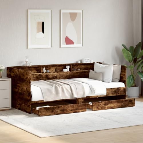 Qnhdfrt Tagesbett mit Schubladen 2 in 1 Funktion als Sofa und Bett Räuchereiche Holzwerkstoff 203x110x73 cm mit Stauraum für Wohnzimmer und Gästezimmer Qnhdfrt Tagesbett mit Schubladen 2 in 1 Funktion als Sofa und Bett Räuchereiche Holzwerkstoff 203x110x73 cm mit Stauraum für Wohnzimmer und Gästezimmer von Qnhdfrt
