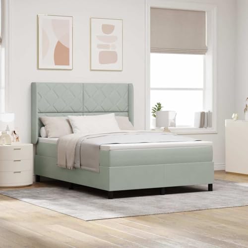Qnhdfrt Taschenfederkernmatratze Hellgrau 140x200 cm Samtstoff Bezug Medium Harte Unterstützung für Doppelbett und Gästebett mit Stoßdämpfendem Schaum und Haltbaren Taschenfedern von Qnhdfrt