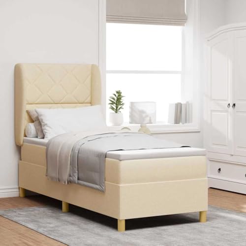 Qnhdfrt Taschenfederkernmatratze mit Topper 80x200 cm Creme Polyester mittelfest für erholsamen Schlaf mit atmungsaktivem Bezug und Druckentlastung von Qnhdfrt