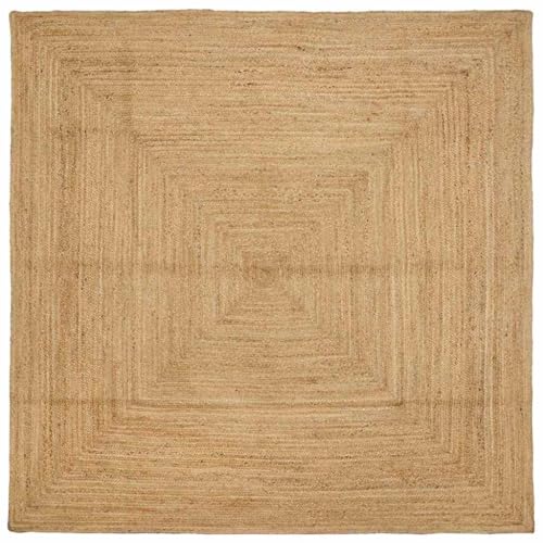 Qnhdfrt Teppich Beige 300x300 cm Jute Handgewebt Rustikal Gemütliches Design Robust & Nachhaltig für Wohnzimmer Schlafzimmer Flur und Eingangsbereich von Qnhdfrt