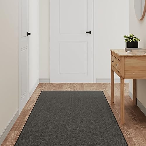 Qnhdfrt Teppichläufer Sisal Optik Anthrazit 80x400 cm 5 mm dünn aus robustem Polypropylen Mix Rutschfester Läufer für Flur Küche Wohnzimmer Schlafzimmer Balkon Garten und Terrasse von Qnhdfrt
