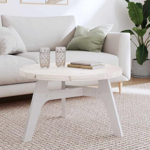 Qnhdfrt Tischplatte Rund Weiß Ø70x3 cm Massives Kiefernholz Robuste und Stabile Tischplatte für Couchtisch Esstisch oder Möbelprojekte von Qnhdfrt