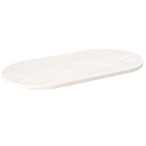 Qnhdfrt Tischplatte Weiß 90x45x2 5 cm Massivholz Kiefer Oval Behandelte Oberfläche Langlebiges Naturmaterial für Couchtische Beistelltische und Bartische von Qnhdfrt