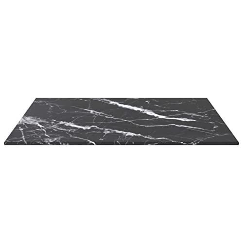 Qnhdfrt Tischplatte aus gehärtetem Glas 50 x 50 cm 6 mm Schwarz mit Marmor Design Langlebig und pflegeleicht für Esstische Couchtische und Beistelltische von Qnhdfrt