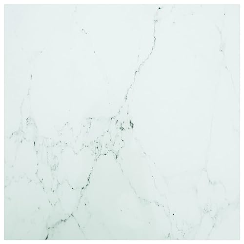 Qnhdfrt Tischplatte aus gehärtetem Glas 70 x 70 cm Weiß mit Marmor Design Langlebig und pflegeleicht für Esstische Couchtische und Beistelltische von Qnhdfrt