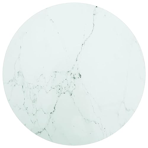 Qnhdfrt Tischplatte aus gehärtetem Glas Weiß Ø60x0,8 cm in Marmoroptik Langlebig & Leicht zu Reinigen für Esstische Couchtische und Beistelltische von Qnhdfrt