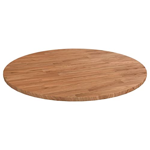 Qnhdfrt Tischplatte aus massivem Eichenholz Ø70x1,5 cm Naturbelassen mit Lasur Rustikales Design für Couchtisch Beistelltisch und mehr von Qnhdfrt