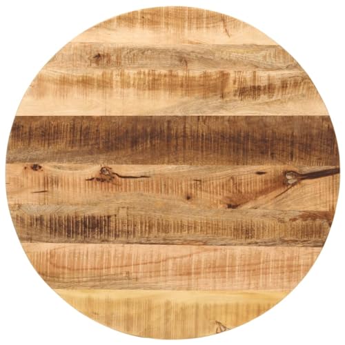 Qnhdfrt Tischplatte aus massivem Mangoholz Ø 70 cm Rund Rustikale Holzplatte für Küche Esszimmer und Outdoor Bereich Robuste Tischplatte mit natürlicher Maserung von Qnhdfrt