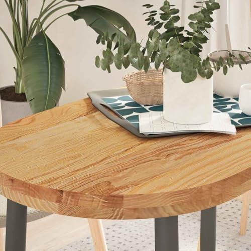 Qnhdfrt Tischplatte aus massiver Eiche 100 x 50 x 4 cm ovale Arbeitsplatte robust und langlebig, für Couchtisch Beistelltisch oder Stehtisch von Qnhdfrt
