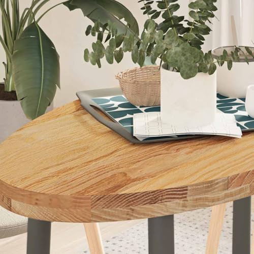 Qnhdfrt Tischplatte aus massiver Eiche 100 x 50 x 4 cm ovale Arbeitsplatte robust und langlebig für Couchtisch Beistelltisch oder Stehtisch von Qnhdfrt