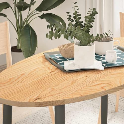 Qnhdfrt Tischplatte aus massiver Eiche 120 x 60 x 2 cm Oval Robust & Langlebig Multifunktionale Arbeitsplatte für Couchtisch Beistelltisch oder Stehtisch von Qnhdfrt