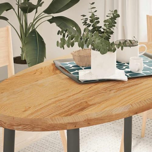 Qnhdfrt Tischplatte aus massiver Eiche 120 x 60 x 4 cm ovale Arbeitsplatte robust und langlebig für Couchtisch Beistelltisch oder Stehtisch von Qnhdfrt