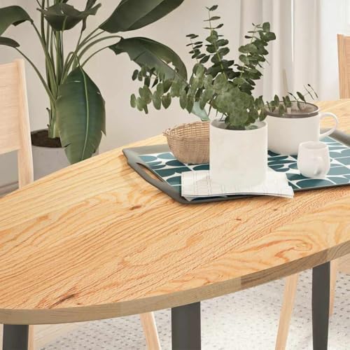 Qnhdfrt Tischplatte aus massiver Eiche 140 x 60 x 2 cm Oval Robust und Langlebig für Couchtisch Beistelltisch oder Stehtisch Multifunktional und Pflegeleicht von Qnhdfrt