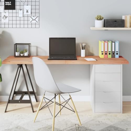 Qnhdfrt Tischplatte aus massiver Eiche 160 x 50 x (2-4) cm Naturkante & faltbar Robuste Arbeitsplatte mit Lasur für Küche Büro und Outdoor von Qnhdfrt