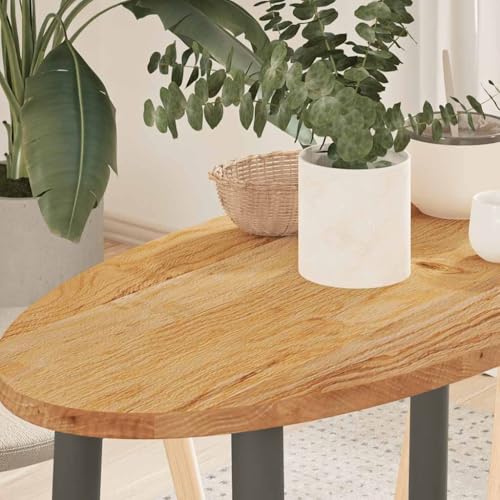 Qnhdfrt Tischplatte aus massiver Eiche 80 x 40 x 2 cm ovale Arbeitsplatte robust und langlebig für Couchtisch Beistelltisch oder Stehtisch von Qnhdfrt