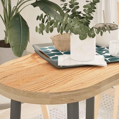 Qnhdfrt Tischplatte aus massiver Eiche 80 x 40 x 4 cm Oval Robust & Langlebig Multifunktionale Arbeitsplatte für Couchtisch Beistelltisch oder Stehtisch von Qnhdfrt