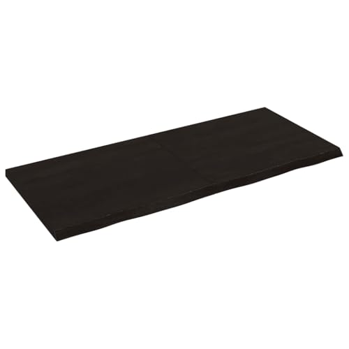 Qnhdfrt Tischplatte aus massiver Eiche Dunkelbraun 140 x 60 x (2-4) cm Mit Naturkante & klappbar Robust & vielseitig für Küche Büro und Outdoor von Qnhdfrt