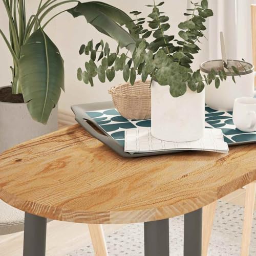 Qnhdfrt Tischplatte aus massiver Eiche Hellbraun 80 x 40 x 2 cm Oval Robuste Arbeitsplatte für Couchtisch Beistelltisch oder Stehtisch Naturbelassen und pflegeleicht von Qnhdfrt