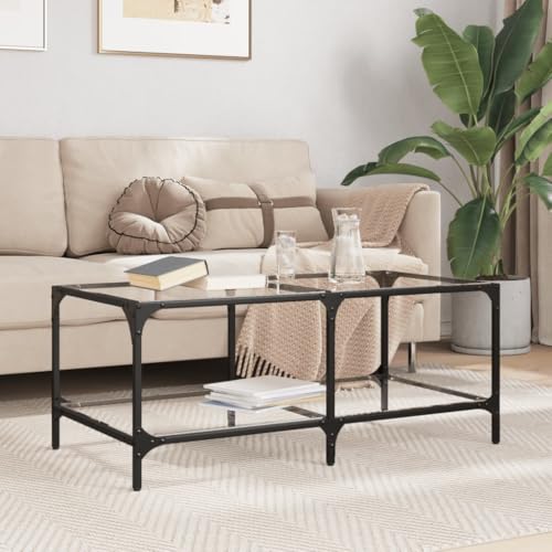 Qnhdfrt Transparenter Couchtisch Beistelltisch mit Glasplatte Stahlgestell 98,5x50x40 cm Robust Stabil Modernes Design für Wohnzimmer Sofa Qnhdfrt Transparenter Couchtisch Beistelltisch mit Glasplatte Stahlgestell 98,5x50x40 cm Robust Stabil Modernes Design für Wohnzimmer Sofa von Qnhdfrt