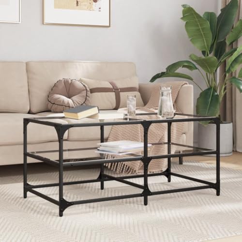 Qnhdfrt Transparenter Couchtisch mit Glasplatte 98,5x50x45 cm Stahlgestell Beistelltisch für Wohnzimmer Elegant Stabil und Platzsparend Qnhdfrt Transparenter Couchtisch mit Glasplatte 98,5x50x45 cm Stahlgestell Beistelltisch für Wohnzimmer Elegant Stabil und Platzsparend von Qnhdfrt