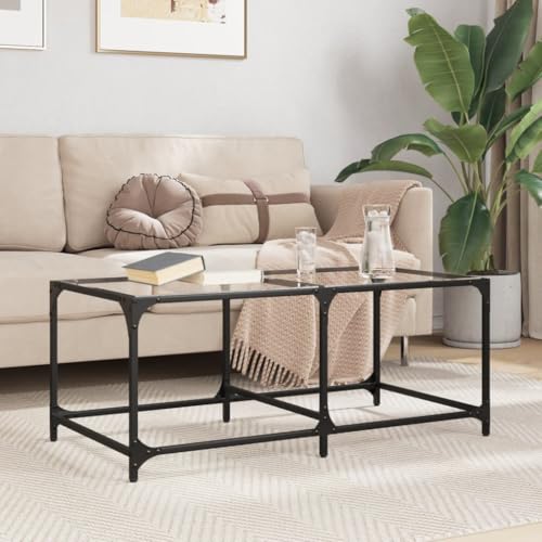 Qnhdfrt Transparenter Couchtisch mit Glasplatte Stahlgestell 98,5x50x40 cm Modernes Design für Wohnzimmer Beistelltisch Option Qnhdfrt Transparenter Couchtisch mit Glasplatte Stahlgestell 98,5x50x40 cm Modernes Design für Wohnzimmer Beistelltisch Option von Qnhdfrt
