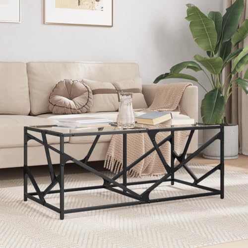 Qnhdfrt Transparenter Glas Couchtisch 98,5x50x41 cm mit Stahlgestell Modern Robust Elegant für Wohnzimmer Qnhdfrt Transparenter Glas Couchtisch 98,5x50x41 cm mit Stahlgestell Modern Robust Elegant für Wohnzimmer von Qnhdfrt