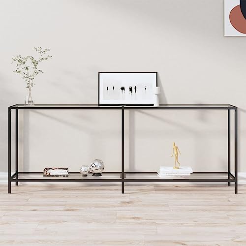 Qnhdfrt Transparenter Konsolentisch Beistelltisch aus Hartglas 200x35x75,5 cm mit pulverbeschichtetem Stahl und unterer Ablage Robuster Flurtisch für Wohnbereich Flur Qnhdfrt Transparenter Konsolentisch Beistelltisch aus Hartglas 200x35x75,5 cm mit pulverbeschichtetem Stahl und unterer Ablage Robuster Flurtisch für Wohnbereich Flur von Qnhdfrt