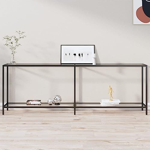 Qnhdfrt Transparenter Konsolentisch aus Hartglas und Pulverbeschichtetem Stahl 220x35x75,5 cm Robust mit Unterer Ablage für Flur Wohnzimmer Balkon Qnhdfrt Transparenter Konsolentisch aus Hartglas und Pulverbeschichtetem Stahl 220x35x75,5 cm Robust mit Unterer Ablage für Flur Wohnzimmer Balkon von Qnhdfrt