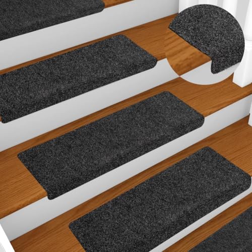 Qnhdfrt Treppenmatten 10 Stück Grau 65x21x4 cm Selbstklebend Antirutsch Stufenmatten aus Polypropylen mit Geräuschdämmung für Innenbereich von Qnhdfrt