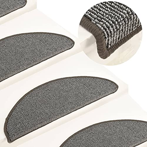 Qnhdfrt Treppenmatten 15 Stück Grau 65x21x4 cm Stufenmatten selbstklebend aus 100% PP Antirutsch und schalldämpfend für innen und außen mit doppelseitigem Klebeband von Qnhdfrt