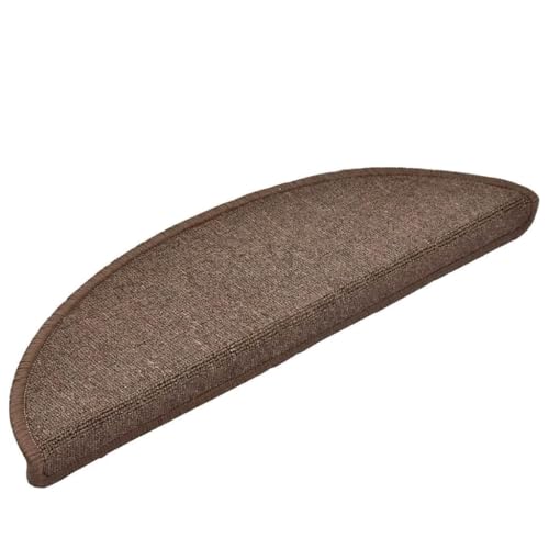 Qnhdfrt Treppenmatten 20 Stück 56x17 cm Kaffeebraun Halbrund aus 100% getuftetem PP mit Antirutschfunktion und moderner Optik für Wohnbereich Flur und Schlafzimmer von Qnhdfrt