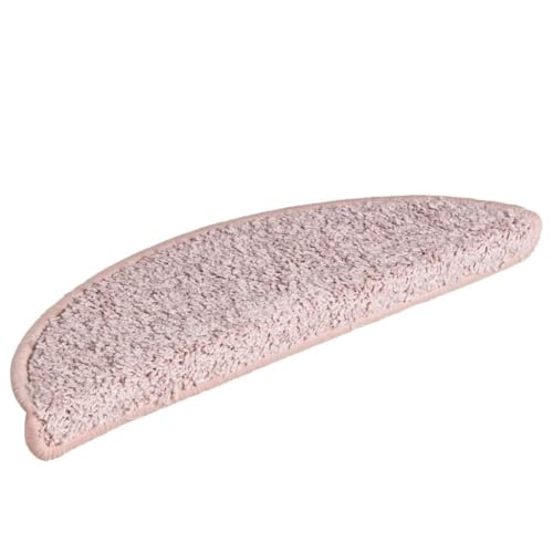 Qnhdfrt Treppenmatten 30 Stück Hellrosa 65x21x4 cm Stufenmatten aus 100% PP Getuftet rutschfeste Teppichstufen mit Selbstklebenden Bändern für Innenbereich von Qnhdfrt