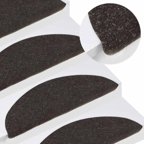 Qnhdfrt Treppenmatten Selbstklebend 10 Stück Schwarz 56x17x3 cm Nadelfilz rutschfeste Stufenmatten für Treppenstufen Modernes Design Schalldämmend und Bequem von Qnhdfrt