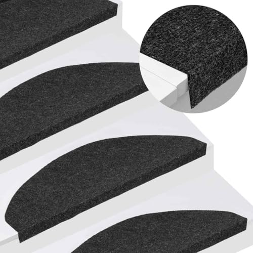 Qnhdfrt Treppenmatten Selbstklebend 10 Stück Schwarz 65x22 5x3 5 cm Nadelfilz rutschfeste Stufenmatten mit Klebestreifen für Treppenstufen Modernes Design Schalldämmend und Langlebig von Qnhdfrt
