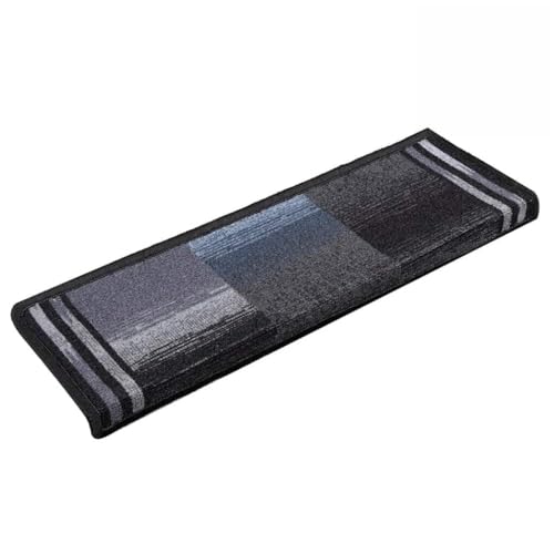 Qnhdfrt Treppenmatten Selbstklebend 15 STK 65x21 cm Schwarz Grau 100% Polyamid Rutschhemmend & Schalldämmend Moderne Stufenmatten für Wohnung Wendeltreppe und Bürotreppe von Qnhdfrt