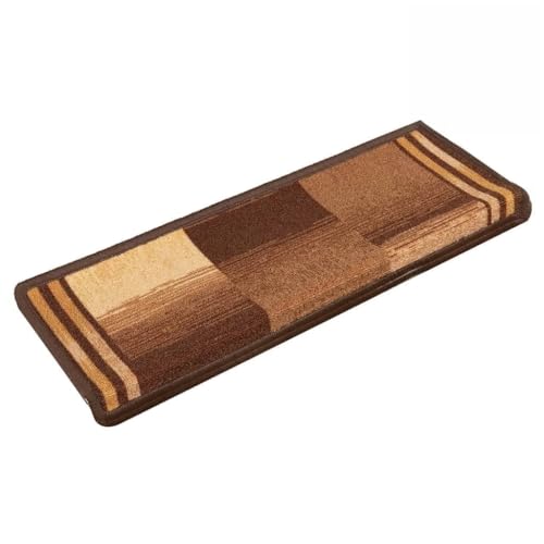 Qnhdfrt Treppenmatten Set 10 STK 65 x 21 x 4 cm Stufenmatten Selbstklebend Braun 100% Polyamid rutschfest & Waschbar Moderne Treppenteppich für Wohnzimmer Flur und Büro von Qnhdfrt