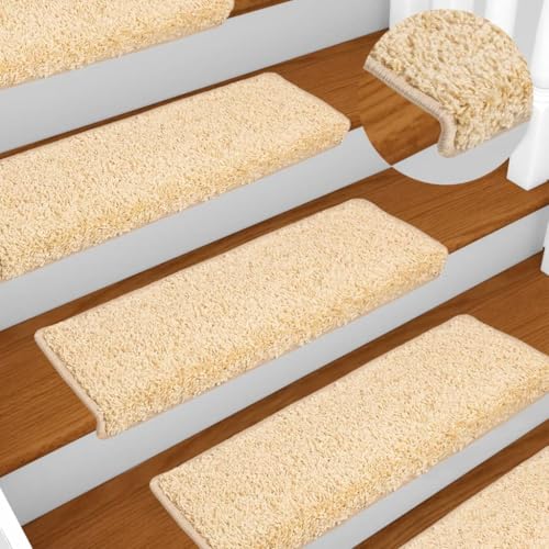 Qnhdfrt Treppenmatten Set 10 Stück Braun 65 x 21 x 4 cm Stufenmatten aus Polypropylen Antirutsch und Schalldämpfend mit Selbstklebeband für Innenbereich Modernes Design von Qnhdfrt