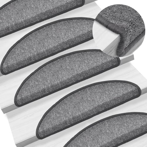 Qnhdfrt Treppenmatten Set 10 Stück Dunkelgrau 56x17x3 cm Antirutsch Stufenmatten aus 100% PP mit doppelseitigem Klebeband Schalldämmend & Langlebig für Treppenstufen Innenbereich von Qnhdfrt