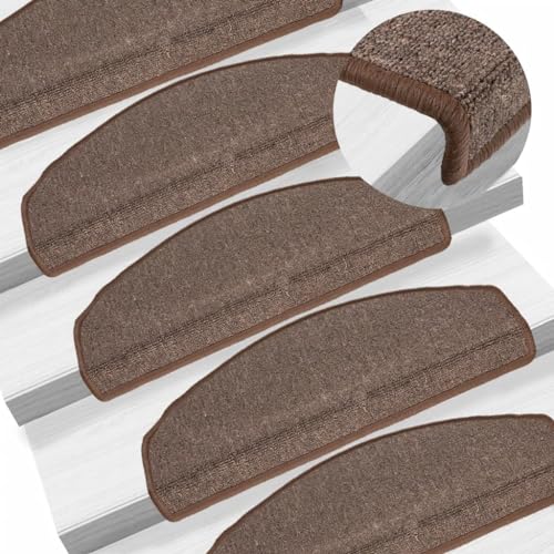 Qnhdfrt Treppenmatten Set 10 Stück Kaffeebraun 65 x 24 x 4 cm Selbstklebende Antirutschmatten aus 100% PP für Innen und Außen Modernes Design mit 3 5 mm Florhöhe von Qnhdfrt