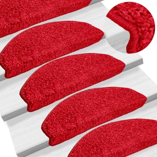 Qnhdfrt Treppenmatten Set 10 Stück Rot 65 x 21 x 4 cm Schmale Stufenmatten aus 100% PP mit Antirutsch Klebeband für Innen und Außen Moderner Teppichbelag für Treppenstufen Qnhdfrt Treppenmatten Set 10 Stück Rot 65 x 21 x 4 cm Schmale Stufenmatten aus 100% PP mit Antirutsch Klebeband für Innen und Außen Moderner Teppichbelag für Treppenstufen von Qnhdfrt