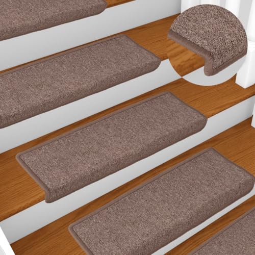 Qnhdfrt Treppenmatten Set 15 Stück Braun 65 x 21 x 4 cm Stufenmatten aus 100% Polypropylen Selbstklebend Antirutsch und Langlebig für Innen und Außen von Qnhdfrt