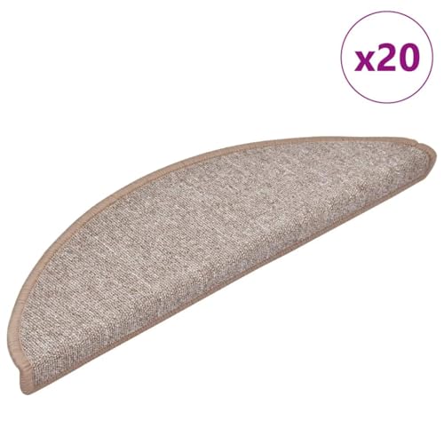 Qnhdfrt Treppenmatten Set 20 Stück Hellbraun 56x17x3 cm Stufenmatten aus 100% PP Getuftet rutschfeste & Schalldämmende Teppichstufen mit Selbstklebeband für Innenbereich von Qnhdfrt