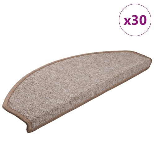 Qnhdfrt Treppenmatten Set 30 Stück Hellbraun 65x24x4 cm Stufenmatten aus 100% PP Getuftet mit Doppelseitigem Klebeband Antirutsch und Schalldämmend für Innenbereich von Qnhdfrt
