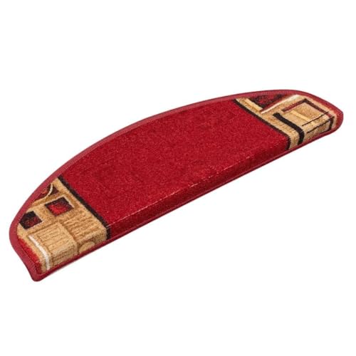 Qnhdfrt Treppenmatten Set 5 Stück Rot 65 x 21 x 4 cm Selbstklebende Stufenmatten aus 100% Polyamid Antirutsch & Schalldämmend für Innenbereich von Qnhdfrt